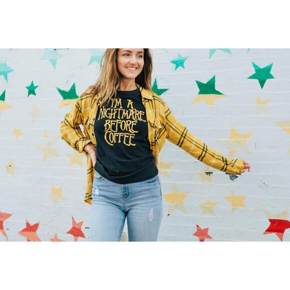 Women's Funny Coffee T Shirt I'm A Nightmare Before Coffee Christmas Tee - Picture 6 of 9